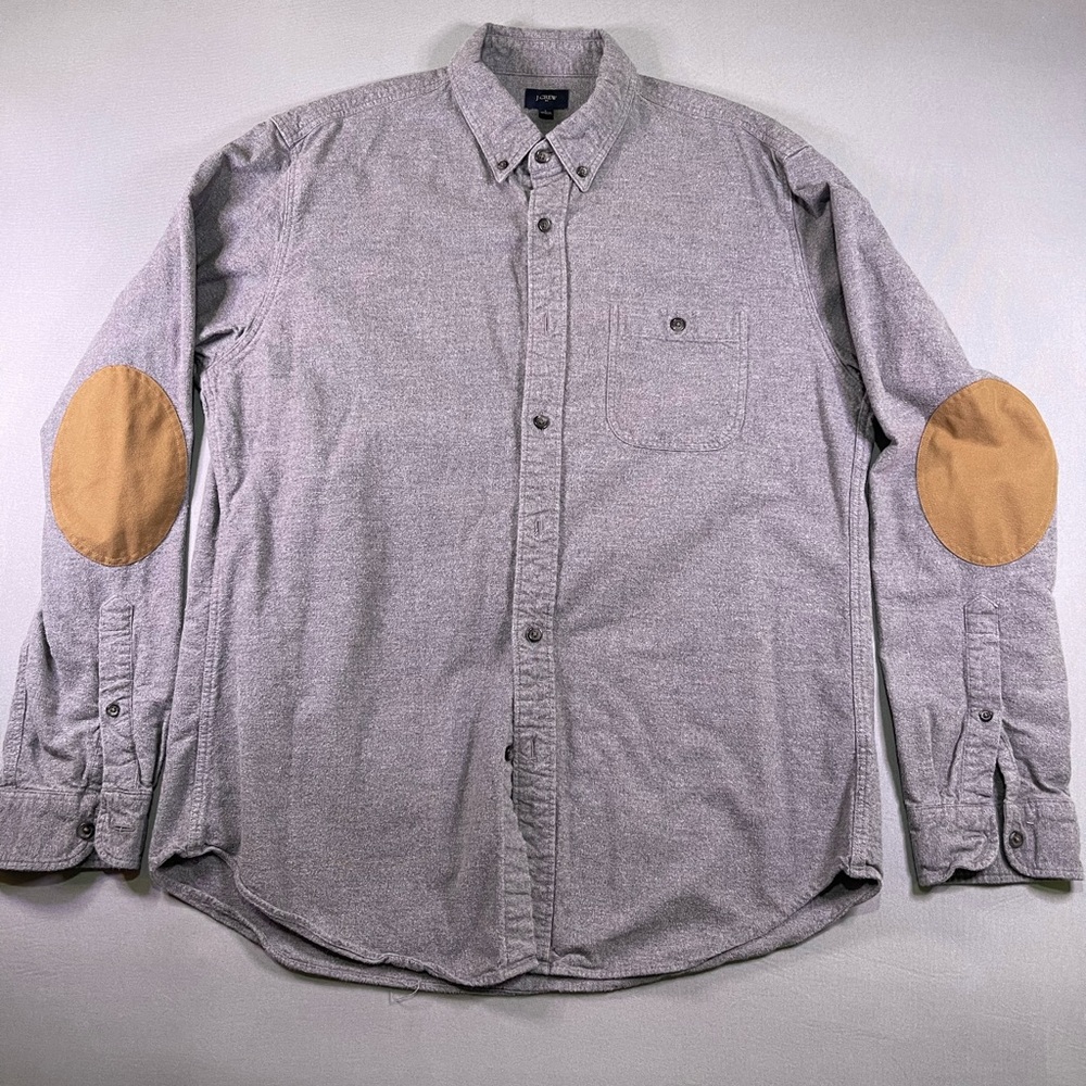 J. Crew Gray Shirt with Tan Elbow Patches